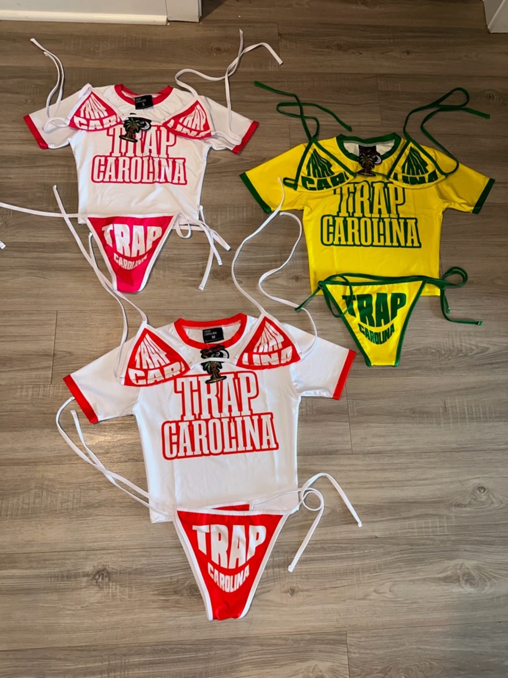Trap Carolina Graphic Crop Top & Bikini Set